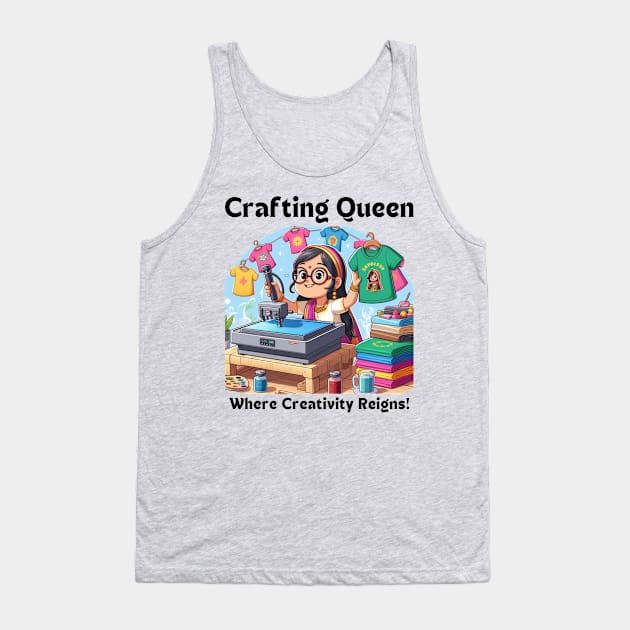 Crafting Queen:  Where Creativity Reigns T-shirt Design Tank Top by MugMusewear